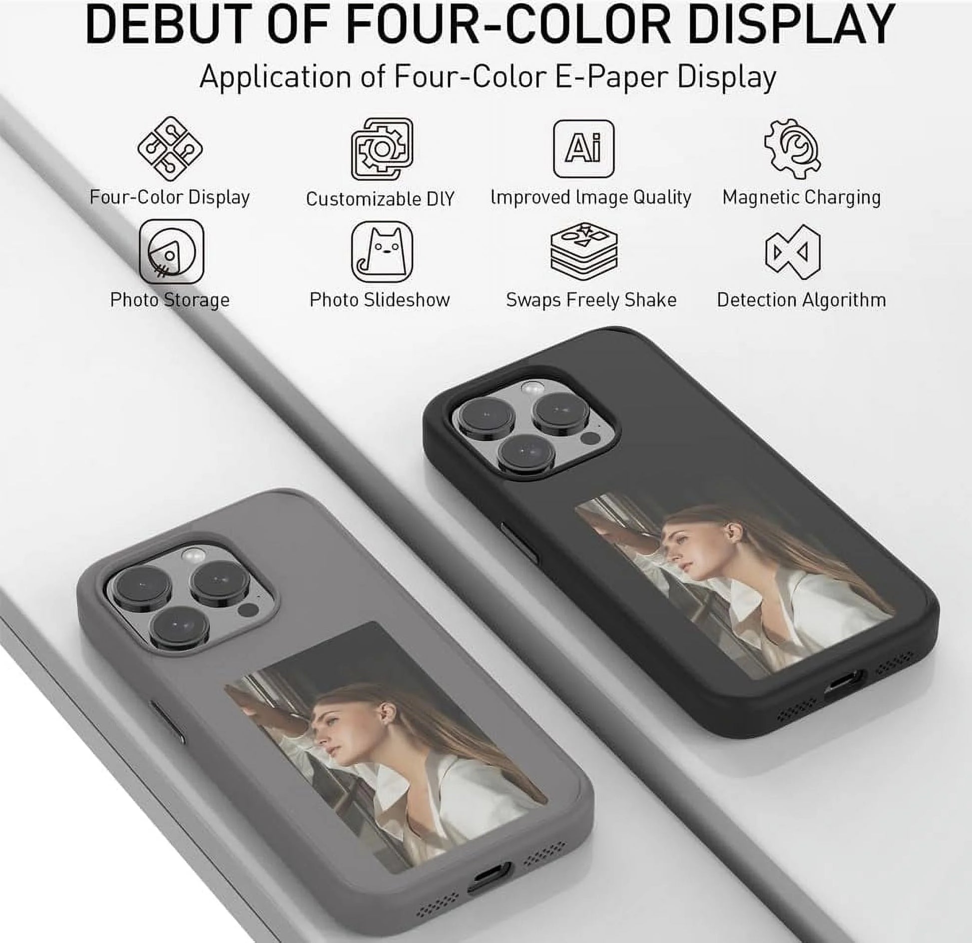 Apple Ink Screen Phone Case, NFC Transmission, DIY Four-Color Projection Phone Case, Iphone Phone Case